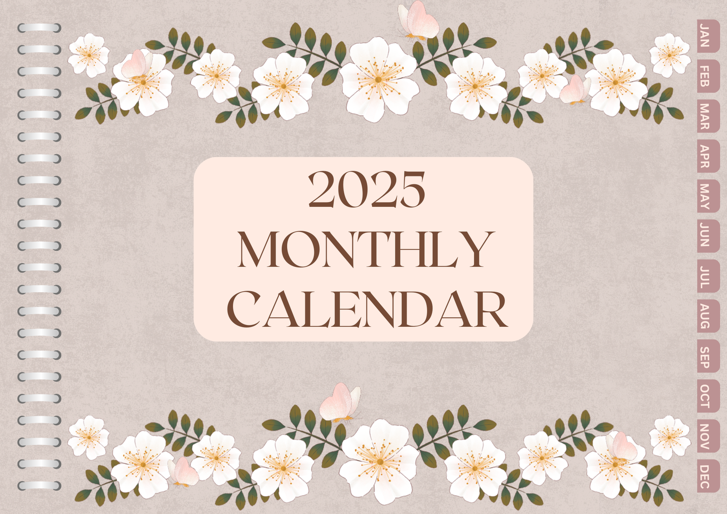 2025 Calendar Muted Pink