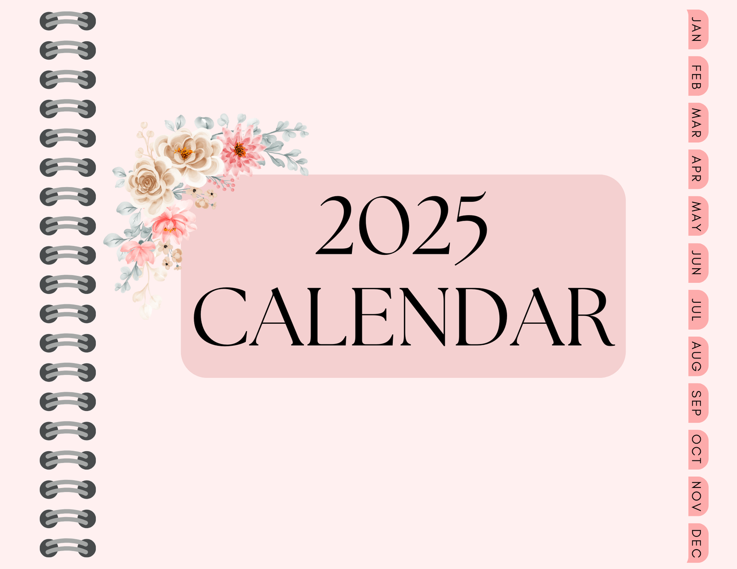 2025 Calendar Light Pink