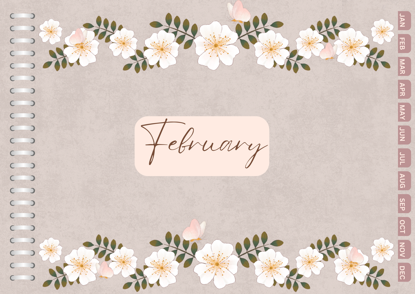 2025 Calendar Muted Pink